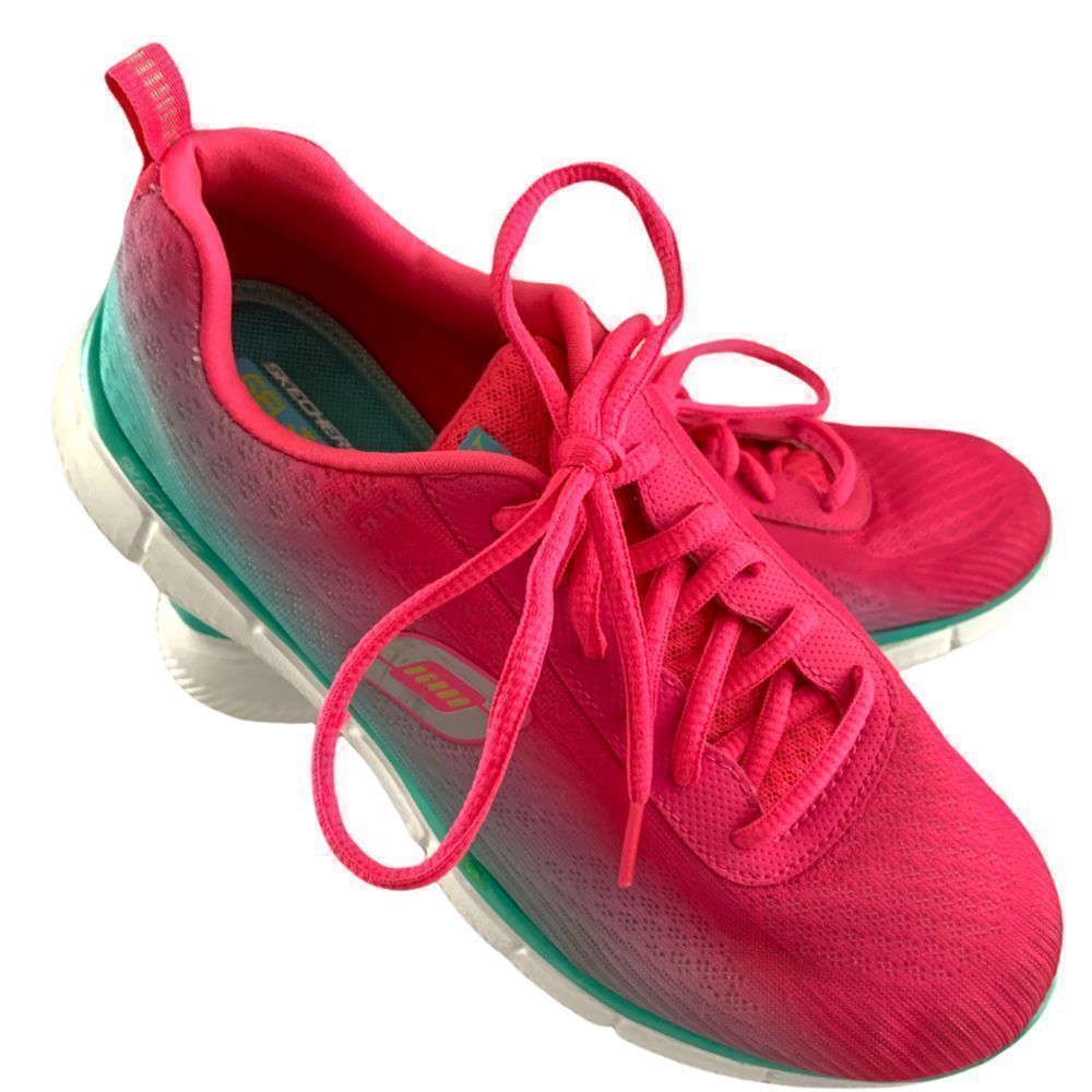 Skechers 11892 HTPQ Gel Top Memory Foam Ombré Pink/Teal Equalizer 8.5